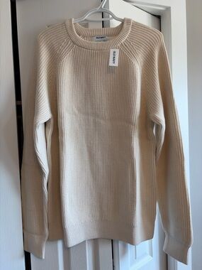Old Navy Cream Ribbed Knit Crewneck Sweater